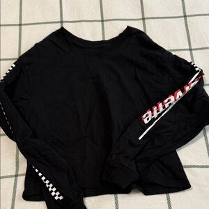 Black Long Sleeve Tee with Graphic Design